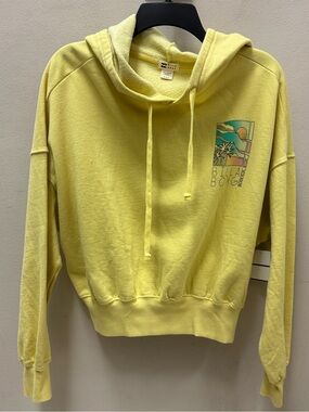 Billabong Pale Yellow Cropped Hoodie Sweatshirt